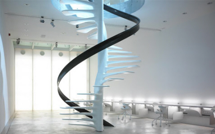 Design-Spindel-trappe med alternativt gelænder.