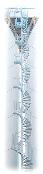 Spindeltrappe sammensat af 8 spindeltrappe sektioner.