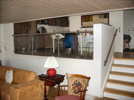 indendørs trappegelænder rækværk: Ballustre,+ medløber,håndliste i rustfrit stål,Værn af lamineret sikkerhedsglas